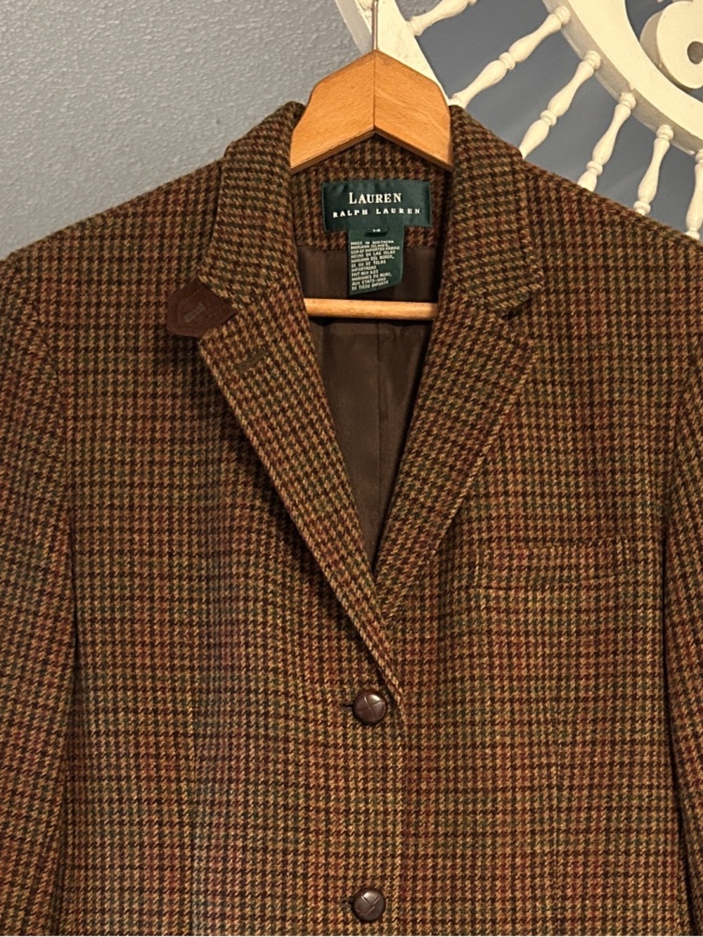 Vintage Lauren Ralph Lauren Equestrian Wool Blazer Women’s Size 14 Elbow Patch - Picture 3 of 10